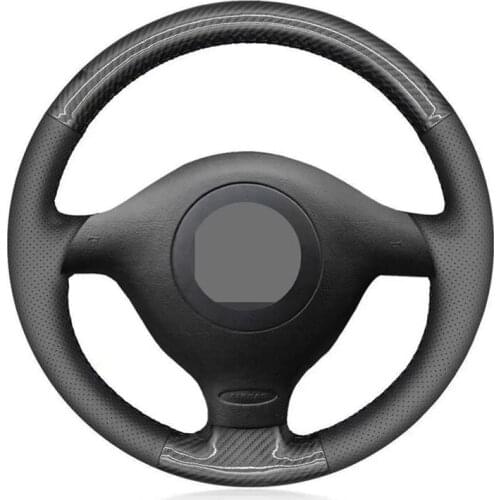 Car Steering Wheel Cover Hand-Stitched Black Genuine Leather Suede Car For VolksWagen VW Golf 4 Passat B5 1996-2003