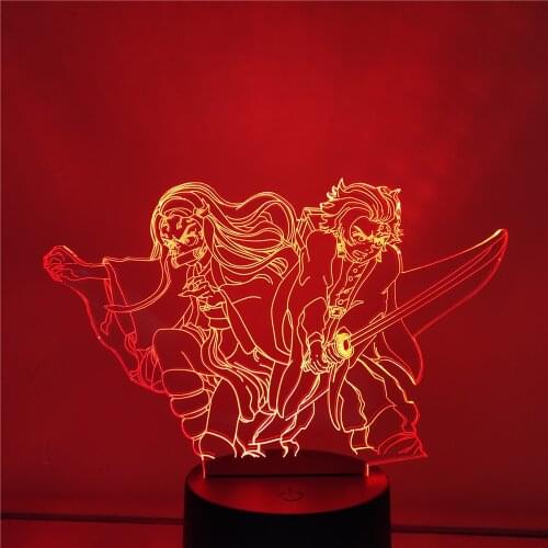 Demon Slayer 3D LED Night Light Kamado Tanjirou Nezuko Lampara Desk Table Lamps Kimetsu No Yaiba Anime Home Decoration Lighting