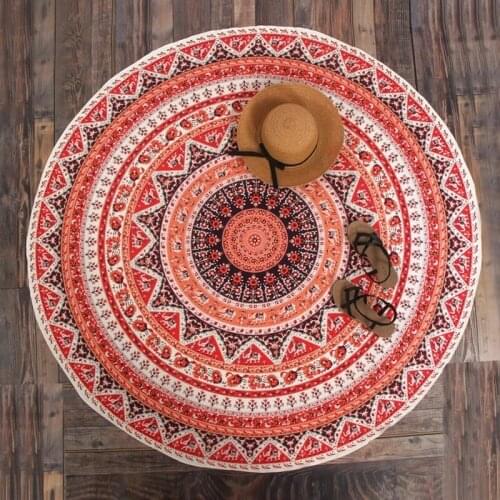 European geometric flower Tapestry Mandala Bohemia Round Beach Towel Shawl Home Decorative 150Cm Cover Cloth Outdoor Yoga Mat