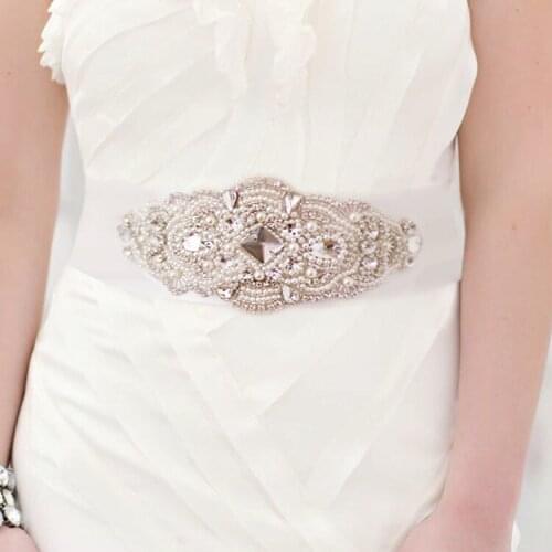 Europe lace wedding rhinestone belt girdle belt bride wedding dress flash diamond belt Belt Accessories