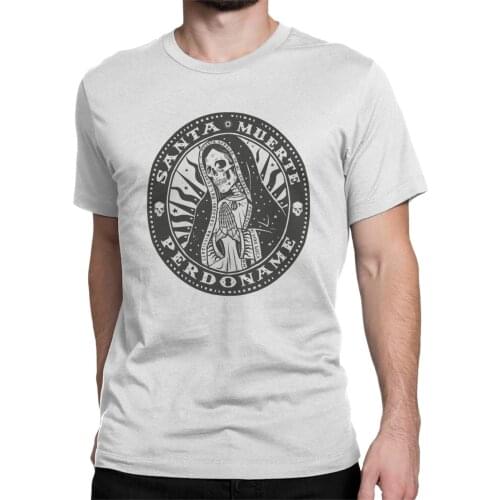 Saint Muerte Perdoname Men T Shirt Vintage Skull Creative Tees Short Sleeve Crew Neck T-Shirts 100% Cotton Gift Idea Tops New