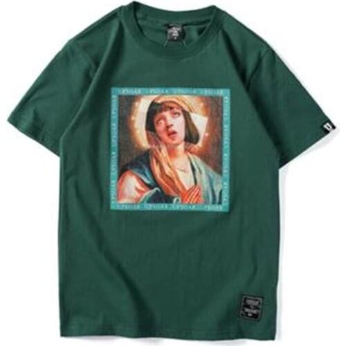 GONTHWID Virgin Mary Mens T-Shirts Funny Printed Short Sleeve T Shirts Summer Hip Hop Casual Cotton Tops Tees Streetwear