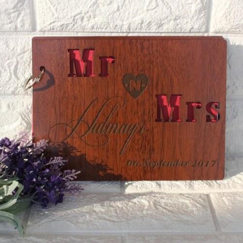 Personalized Mr and Mrs Wedding Guest Book,Wooden Heart Engraved Guest Book,Wedding Album,Rustic Wedding Decor,Wedding Gifts
