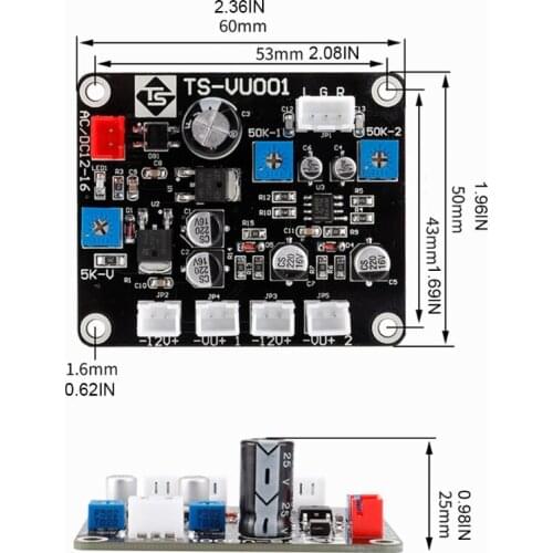 K1KA High Accuracy VU Ammeter w/+Driver Board Flat Discharge Power Mixer with Power Meter with Backlight Mechanical ammeters