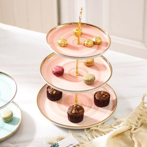 Ceramic Creative Fruit Dish Three-Layer Snack Shelf Afternoon Tea Three-Layer Cake Shelf