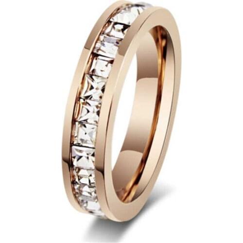 New Fashion Rings Size 3-10 4 Colors Men/Womens CZ Ring Titanium Steel Gift