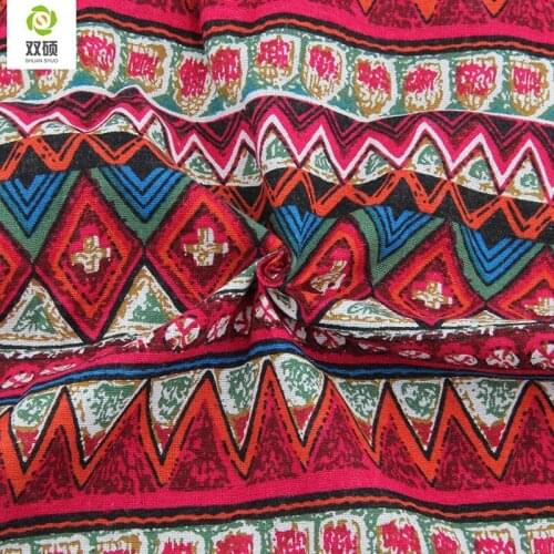 Red Floral African Cotton Linen Fabric Meter DIY Handmade textile Patchwork Fabric For Cloth Dress Bag Curtain150*50CM M48