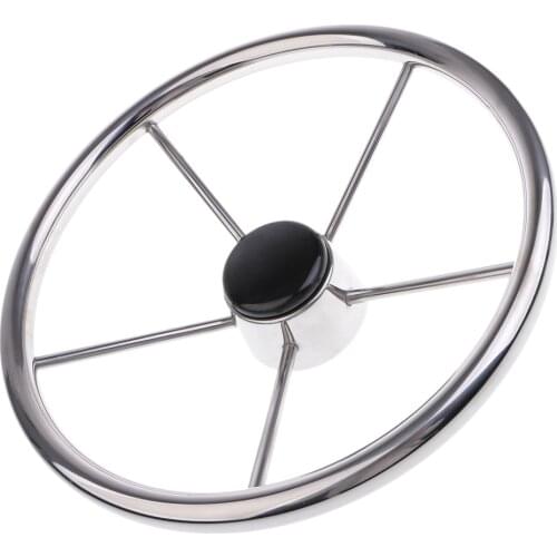 13-1/2 Inch Boat 316 Grade Stainless Steel 5 Spoke Steering Wheel 34.5cm Fits Marine Yachts