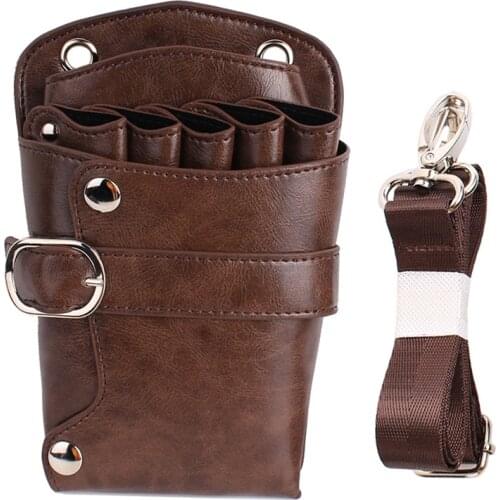 Multifunction Hair, PU Leather Scissors Bag Case Pockets Waist Belt Barber Package Hairdressing Holster Scissors Bag
