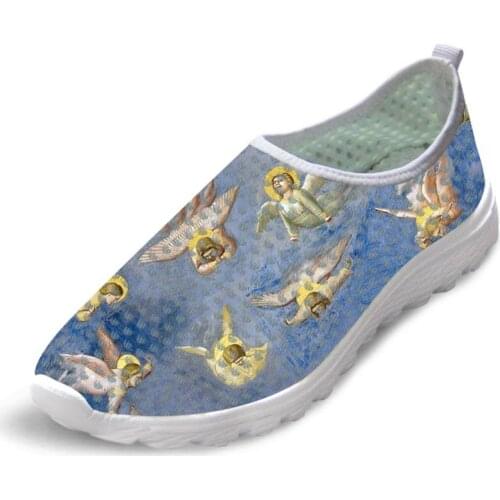 Personalized Man Summer Causal Flats Shoes Man Sneakers Mesh Design Shoes Madonna and Jesus Painting Art Print Man Slacker Shoes