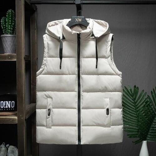 2021 Men Vest Winter New Down Cotton Vest Casual Waistcoat Mens Sleeveless Jacket Warm Overcoats Hat