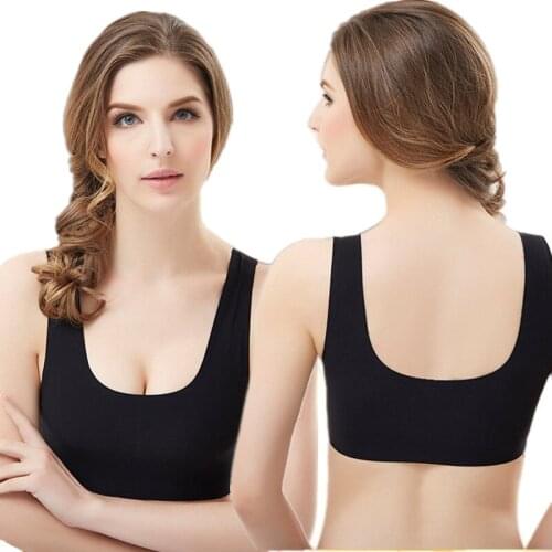 New Breathable Mesh U Backband Chest pad lingerie One piece ice silk push up bra underwear anti-emptied female intimates top