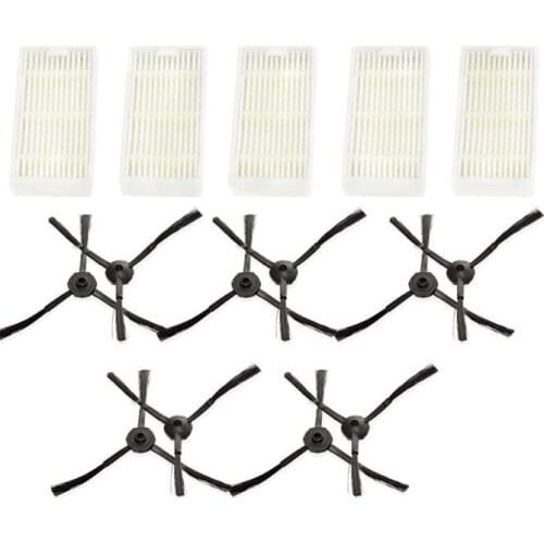 New 5 Filters+10 Side Brushes For Medion MD16192 MD18500 MD18501 MD18600 Series
