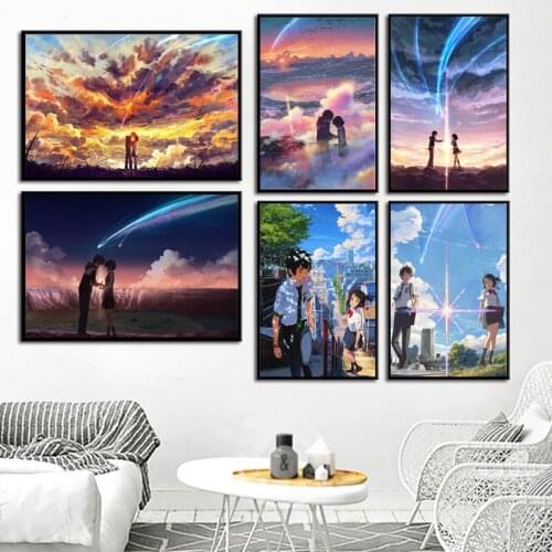 Canvas Posters Prints Anime Movie Yours Names Wall Art Painting Decorative Picture Modern Living Room Home Decoration Framework