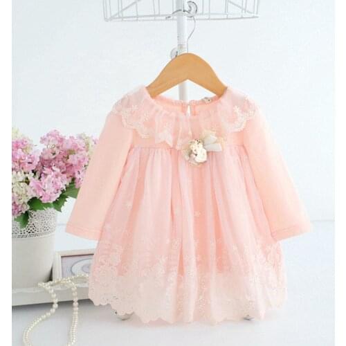 Baby Girl Dress 0-2Y Newborn Cute Baby Embroidery Cotton Dress Infant Baby Birthday Dress Baby Clothes with Toy Bear 2 Color