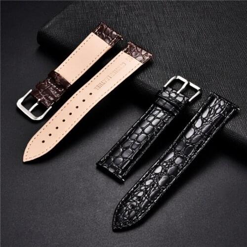 Crocodile Skin Design Calfskin Strap Soft Leather Watchbands Replacement Business Straps 16 18 20 22 24mm Casual Watch Band