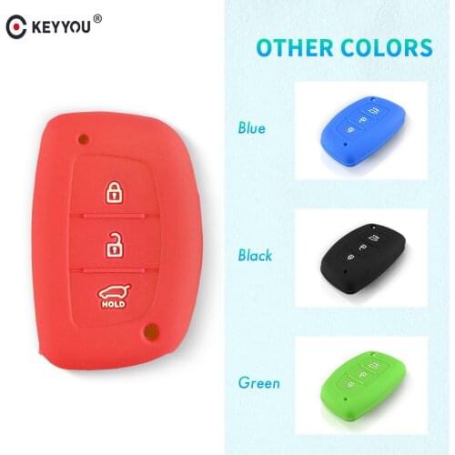 KEYYOU 3 BTN Silicone Car Key Cover Case For Hyundai Solaris ix35 ix45 ELANTRA Santa Fe HB20 Verna Solaris Tucson Fob Protector