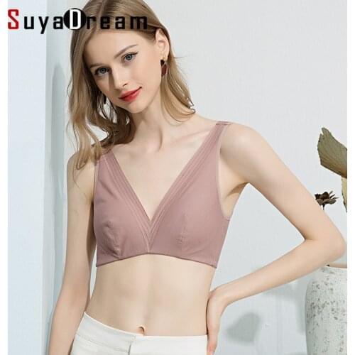 SuyaDream Women 3/4 Cups Silk Bras 100%Natural Silk Lining Wire Free Thin Padding Everywear Bra 2021 Black Intimates