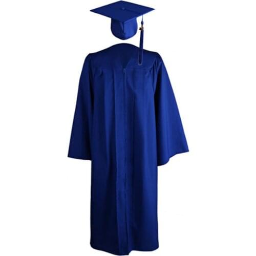 Graduation Gown Solid Color Zipper Closure Unisex V Neck Long Sleeve Pleated Long Robe Hat Set Plus Size школьная форма 2021