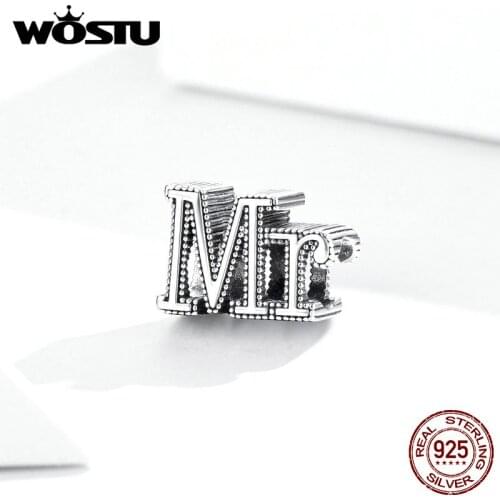 WOSTU Fits Original European Silver Charms Bracelet DIY Jewelry 2020 Mr Letter Openwork Charm 925 Sterling Silver Flower Beads