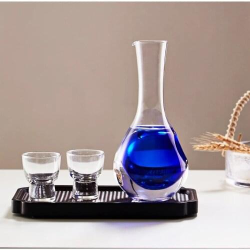 Japanese Crystal Glass Wine Decanter Thumb Hole Sake Glass Ice Jug Hamster Nest Wine Container Cocktail Champagne Cooling Tools