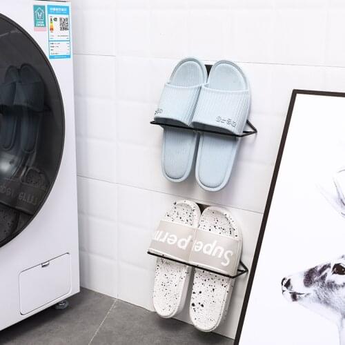 Sticking Type Iron Art Storage Shoe Rack Household Wall-mounted Triangular Bathroom Slippers Rack