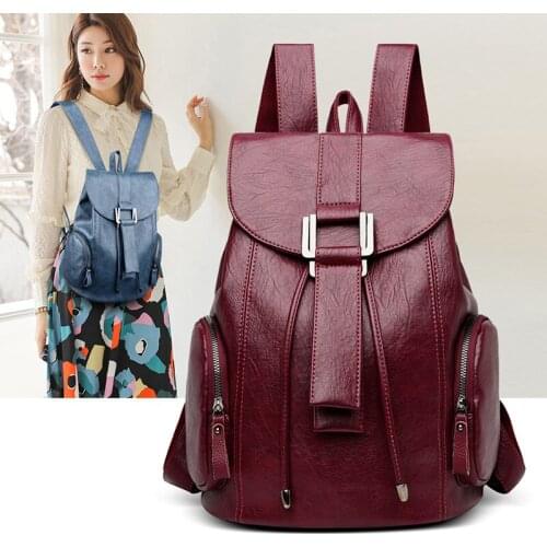 Women Backpack Female High Quality Soft Leather Book School Bags For Teenage Girls Sac A Dos Travel Back pack Rucksacks Mochilas