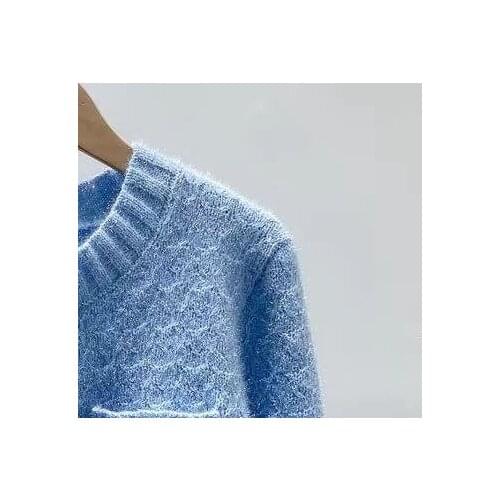 2021 Early Spring New Women Sweater Dream Purple Pearl Button Wild Pure Color Round Neck Knit Cardigan Women