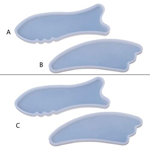 1/2 Pcs Fish Bones Shape Gua Sha Board Epoxy Resin Mold Body Massager Board Silicone Mould DIY Crafts Jewelry Casting Tool