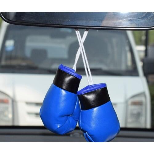 1 Pair Car Boxing Gloves Hanging Mirror Leather Pendant in car accessories interior car decoration DIY Cool Ornaments key chain