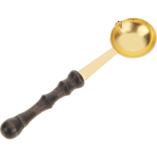 1Pcs Sealing Wax Spoon Vintage Wax Sealing Spoon Melting Wood Handle Retro Wax Stamping Spoons For Envelope Wedding Invitation