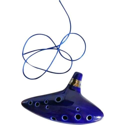 12 Hole Ceramic Ocarina Instrument Ceramic Alto C Legend Of Flute Blue Color Mini Musical Instrument Ocarina