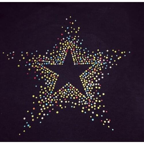 2pc/lot Colorful or white star iron on transfer patches hot fix rhinestone transfer motifs fixing rhinestones for shirt