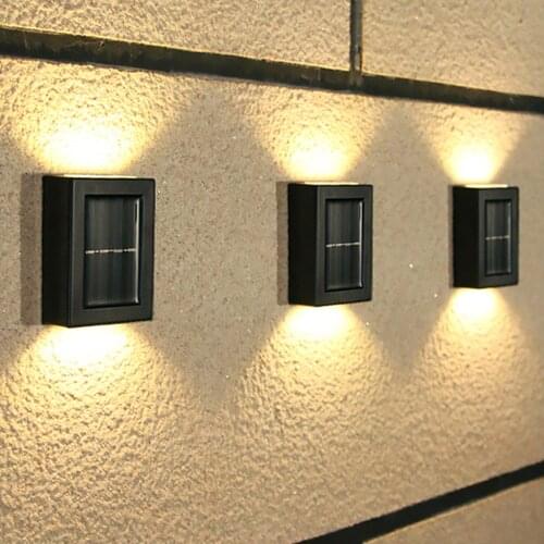2PCS LED Wall Lamp IP65 Waterproof Indoor & Outdoor ABS Plastic Solar Wall Light Surface Mounted Cube LED Garden Porch Light