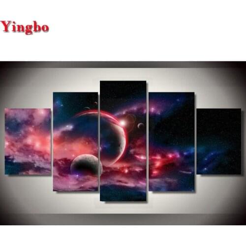 5d diy diamond painting 5 Pieces Earth Universe Space Planet Paintings full drill embroidery diamond mosaic sale Home Decor