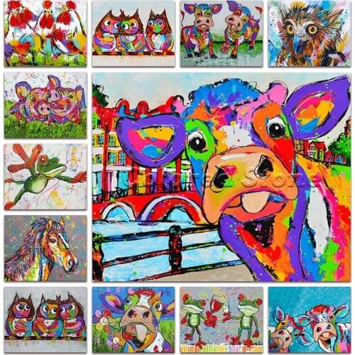 New Diamond painting Animal Colorful Cattle Cow Chicken owl pig frog horse 5D DIY Full Square Drill embroidery Round mosaic HC10