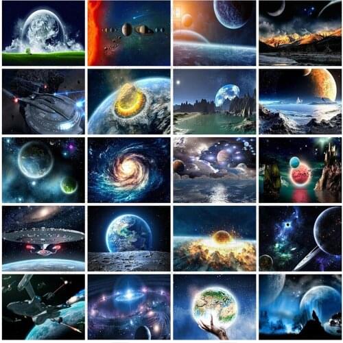 Diamond Painting Full Square Round Space Planet Diamond Embroidery Universe Scenery Cross Stitch Rhinestones Mosaic Home Decor