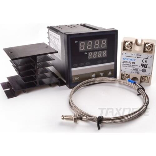 Digital PID REX-C700 Temperature Controller + SSR Relay 40A + K Thermocouple + Heat Sink ,PID Controller Thermostat SSR Output
