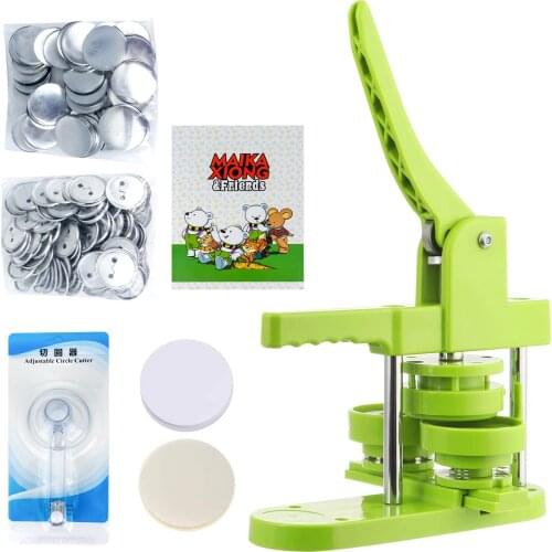 Badge Punch Press Maker Machine Pin Button DIY Making Set with 100 Circle Button Parts and Blank Paper