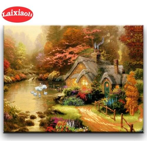 DIY Diamond Painting Wooden house scenery rhinestone diamond embroidery round squaredrill Mosaic cross-stitch home decoration