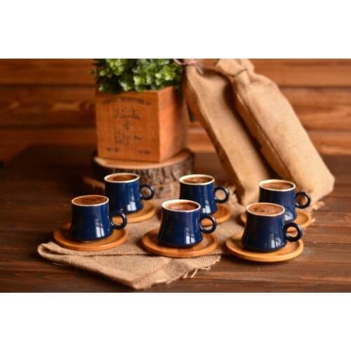 Porcelain Coffee Cup Luxury Set Of 12 Quality Saucer Holders Turkish Coffee Tea Cups with Bamboo Saucers Plate Dish Kitchenware