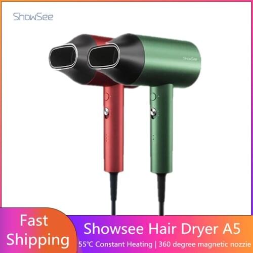 2021 Youpin SHOWSEE A5-R G Anion Hair Dryer Negative Ion Hair Care Professinal Quick Dry Home 1800W Cold&Hot Hairdryer Diffuser