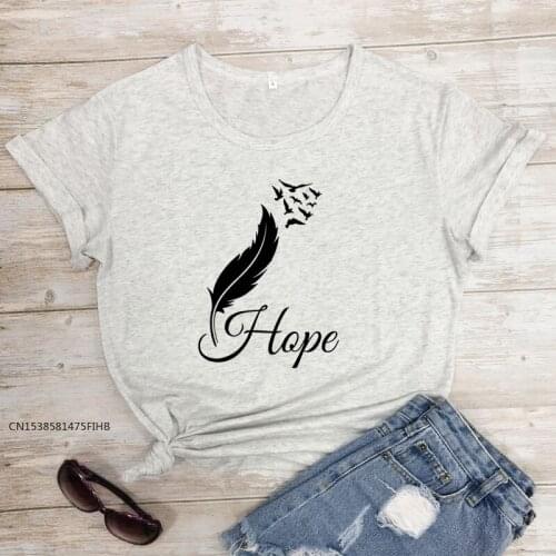 Feather Hope Soft Premium T-Shirt Vintage Women O Neck Tops Inspired Christian Tshirt Aesthetic Boho Wild And Free Graphic Tees