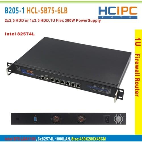 HCiPC B205-1 HCL-SB75-6LB, 8G+64G+I7 3770s,LGA1155 B75 82583V 6LAN 1U B75 Firewall Barebone,6LAN Mini Router,Mini PC