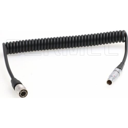 Hirose 4 Pin Male to 0B 2 Pin Male Coiled Power Cable for Sony F5 F55 Camera to Teradek Bond Bolt