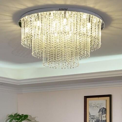 Crystal Lamparas De Techo LED Ceiling Light Fixtures Stainless Steel Bedroom Ceiling Lamps For Living Room Luminarias Para Teto