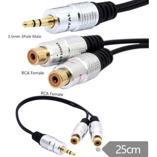 ERE 3.5mm to 2 RCA Cable, Gold Plated Copper Shell Heavy Duty 3.5mm Male to 2RCA Female Stereo Audio Adapter Extension Cable