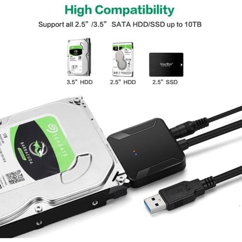 USB 3.0 To SATA Convert Cable for 2.5/3.5 inch SSD HDD Hard Drive Adapter External SSD HDD Adapter Hard Drive ConnectFit