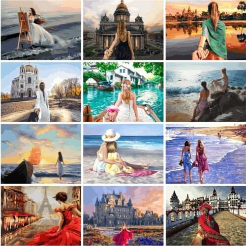 AZQSD Painting By Numbers Girl Pictures Gift Diy Oil Painting By Numbers Portrait Handpainted Unframed Painting Kits Home Decor