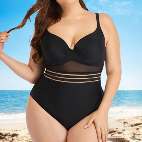 70% Hot Sell Swimwear Push Up Solid Color One-piece Mesh Hollow Backless Women Swimsuit for Beach